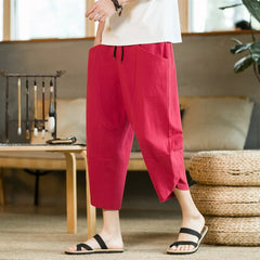 FGKKS 2024 Outdoor Casual Pants For Men Solid Color Slim-Fit Large Pocket Nine-Point Pants High Quality Casual Pants For Men