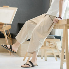 FGKKS 2024 Outdoor Casual Pants For Men Solid Color Slim-Fit Large Pocket Nine-Point Pants High Quality Casual Pants For Men