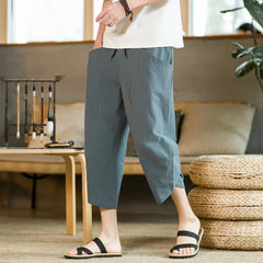 FGKKS 2024 Outdoor Casual Pants For Men Solid Color Slim-Fit Large Pocket Nine-Point Pants High Quality Casual Pants For Men