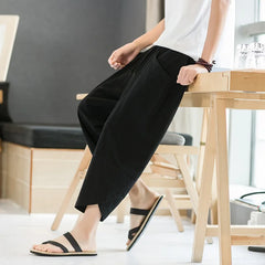 FGKKS 2024 Outdoor Casual Pants For Men Solid Color Slim-Fit Large Pocket Nine-Point Pants High Quality Casual Pants For Men